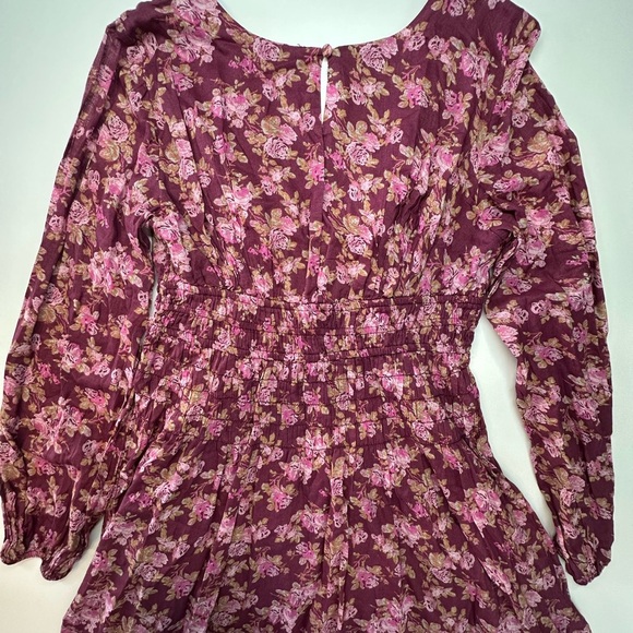 Free People Floral Long Sleeve Dress in Pink and White - Picture 6 of 9